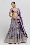 Buy_Gopi Vaid_Purple Lehenga And Blouse - Tussar Embroidered Sacchi Woven Pattern Set _Online_at_Aza_Fashions
