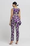 Shop_Gopi Vaid_Purple Tussar Woven Floral Adveta Pattern Peplum Top And Pant Set _at_Aza_Fashions