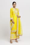 Shop_Gopi Vaid_Yellow Kurta And Palazzo - Tussar Embroidered Floral Amaya Set _Online_at_Aza_Fashions