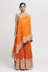 Gopi Vaid_Orange Tussar Embroidered Floral One Aashna Top And Sharara Set _at_Aza_Fashions