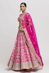 Buy_Gopi Vaid_Pink Lehenga And Blouse - Tussar Embroidered Floral Swati Bridal Set _Online_at_Aza_Fashions