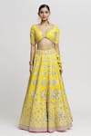 Buy_Gopi Vaid_Yellow Lehenga And Blouse - Tussar Embroidered Anha Bridal Set _Online_at_Aza_Fashions