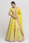 Shop_Gopi Vaid_Yellow Lehenga And Blouse - Tussar Embroidered Anha Bridal Set _Online_at_Aza_Fashions