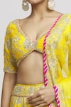 Shop_Gopi Vaid_Yellow Lehenga And Blouse - Tussar Embroidered Anha Bridal Set _at_Aza_Fashions