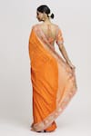 Shop_Gopi Vaid_Orange Blouse - Tussar Embroidered Zardozi Leaf Fez Border Saree With _at_Aza_Fashions