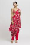 Buy_Gopi Vaid_Red Drape - Georgette Embroidered Zardozi Scoop Vanya Pant Set With _at_Aza_Fashions