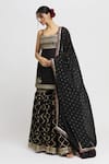 Buy_Gopi Vaid_Black Kurta And Sharara Tussar Embroidery Aarva Strappy Yoke Set  _Online_at_Aza_Fashions