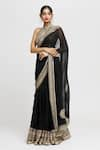 Gopi Vaid_Black Lehenga Saree Chiffon Embroidery Anupa Border Stitched With Blouse _Online_at_Aza_Fashions