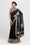 Buy_Gopi Vaid_Black Lehenga Saree Chiffon Embroidery Anupa Border Stitched With Blouse _Online_at_Aza_Fashions