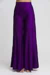 Buy_Gopi Vaid_Purple Tussar Woven Floral Jacket Open Sanya Flared Pant Set 