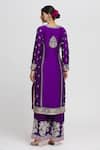 Shop_Gopi Vaid_Purple Kurta And Palazzo Tussar Embroidery Thread Amaya Leaf Set _at_Aza_Fashions