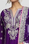 Shop_Gopi Vaid_Purple Kurta And Palazzo Tussar Embroidery Thread Amaya Leaf Set _Online_at_Aza_Fashions