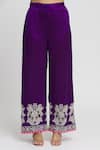 Gopi Vaid_Purple Kurta And Palazzo Tussar Embroidery Thread Amaya Leaf Set _at_Aza_Fashions