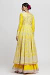 Shop_Gopi Vaid_Yellow Jacket Tussar Embroidery Thread Ishanya With Anarkali  _at_Aza_Fashions