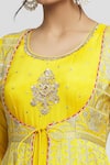 Shop_Gopi Vaid_Yellow Jacket Tussar Embroidery Thread Ishanya With Anarkali  _Online_at_Aza_Fashions