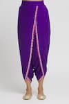 Gopi Vaid_Purple Kurta Tussar Embroidery Thread V Surbhi Work Dhoti Pant Set _at_Aza_Fashions