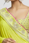 Gopi Vaid_Green Saree Georgette Embroidery Ruffle Pre-draped With Blouse  _at_Aza_Fashions