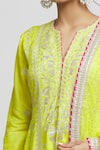 Shop_Gopi Vaid_Green Anarkali Tussar Embroidery Thread Notched Aarohi Set  _Online_at_Aza_Fashions