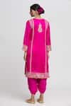 Shop_Gopi Vaid_Pink Kurta Tussar Embroidery Thread V Surbhi Work Dhoti Pant Set _at_Aza_Fashions