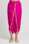 Gopi Vaid_Pink Kurta Tussar Embroidery Thread V Surbhi Work Dhoti Pant Set _at_Aza_Fashions