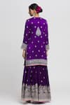 Shop_Gopi Vaid_Purple Kurta Cotton Silk Embroidery Thread V Flower Sharara Set  _at_Aza_Fashions