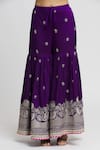 Gopi Vaid_Purple Kurta Cotton Silk Embroidery Thread V Flower Sharara Set  _at_Aza_Fashions