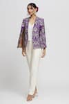 Shop_Gopi Vaid_Purple Tussar Embroidery Resham Open Dalnaz Blazer _Online_at_Aza_Fashions