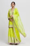 Buy_Gopi Vaid_Green Kurta Cotton Silk Embroidery Thread V Neck Sharara Set  _Online_at_Aza_Fashions