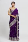 Buy_Gopi Vaid_Purple Lehenga Saree Georgette Embroidery Thread With Blouse  _at_Aza_Fashions