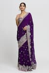 Gopi Vaid_Purple Lehenga Saree Georgette Embroidery Thread With Blouse  _at_Aza_Fashions