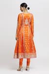 Shop_Gopi Vaid_Orange Anarkali - Tussar Embroidered Flower Notched Aarohi Set  _at_Aza_Fashions