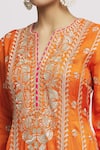 Buy_Gopi Vaid_Orange Anarkali - Tussar Embroidered Flower Notched Aarohi Set  _Online_at_Aza_Fashions