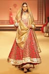 Buy_Nitya Bajaj_Red Cotton Hand Block Printed Ajrakh Sweetheart Anarkali Sharara Set  _at_Aza_Fashions