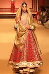 Shop_Nitya Bajaj_Red Cotton Hand Block Printed Ajrakh Sweetheart Anarkali Sharara Set  _Online_at_Aza_Fashions