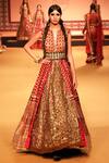 Buy_Nitya Bajaj_Gold Modal Silk Embroidery Sequin Anarkali Square With Kalidar Jacket _at_Aza_Fashions