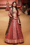 Nitya Bajaj_Maroon Modal Silk Hand Block Printed Ajrakh Bridal Lehenga Set  _Online_at_Aza_Fashions