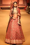 Nitya Bajaj_Maroon Modal Silk Hand Block Printed Ajrakh Bridal Lehenga Set  _at_Aza_Fashions