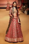 Buy_Nitya Bajaj_Maroon Modal Silk Hand Block Printed Ajrakh Bridal Lehenga Set  