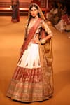 Nitya Bajaj_Gold Cotton Silk Hand Block Stripe Embroidered Bridal Lehenga Set _Online_at_Aza_Fashions