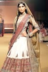 Shop_Nitya Bajaj_Gold Cotton Silk Hand Block Stripe Embroidered Bridal Lehenga Set _Online_at_Aza_Fashions