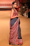 Buy_Nitya Bajaj_Blue Viscose Crepe Hand Block Printed Bandhej Saree With Blouse 