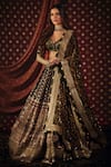 Buy_Nitya Bajaj_Black Modal Silk Hand Block Printed Ajrakh And Embroidered Lehenga Set  _at_Aza_Fashions