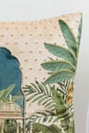 Mid July Home_Beige Premium Velvet Hand Embroidery Palace Jharokha Pattern Cushion Cover _Online_at_Aza_Fashions