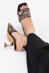 Buy_Tic Tac Toe Footwear_Black Embellished Cutdana Embroidered Pyramid Heels _Online_at_Aza_Fashions