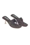 Buy_Tic Tac Toe Footwear_Black Solid Velvet Pyramid Heels _at_Aza_Fashions