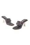 Shop_Tic Tac Toe Footwear_Black Solid Velvet Pyramid Heels _at_Aza_Fashions