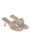 Buy_Tic Tac Toe Footwear_Grey Solid Velvet Cushioned Pyramid Heels _at_Aza_Fashions