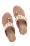 Buy_Tic Tac Toe Footwear_Brown Embellished Cushioned Kolhapuri Wedges _at_Aza_Fashions