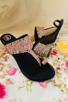 Shop_PREET KAUR_Black Embroidery Chandni Kolhapuri Heels _Online_at_Aza_Fashions