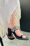 PREET KAUR_Black Embroidery Aaina Kolhapuri Heels _at_Aza_Fashions